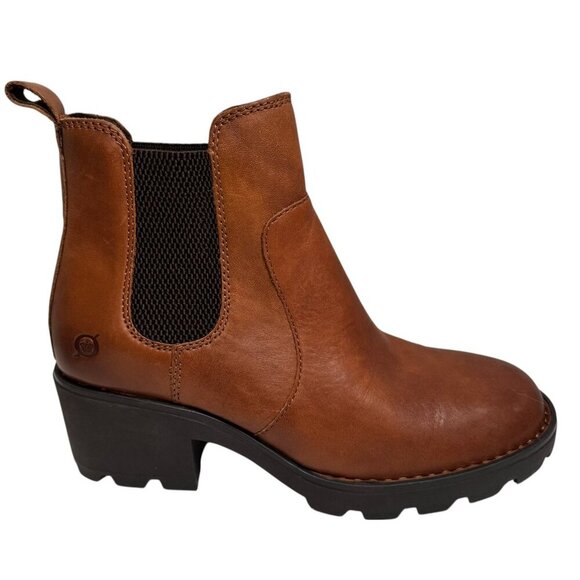 Born Women's Graci Chelsea Boots Pull On Heel Booties Brown Leather NEW Size 7.5 - Picture 1 of 7